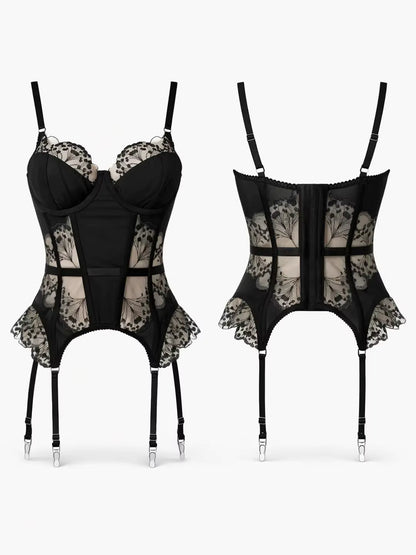 Tania Noir Lace Corset Set